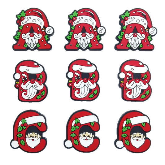 20Pcs Silicone Focal Beads Christmas ABC Santa Claus Hat Design