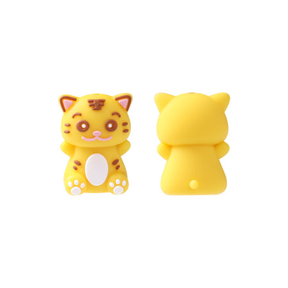 Silicone 3D Focal Beads Tiger Front Facing Sitting Pose
