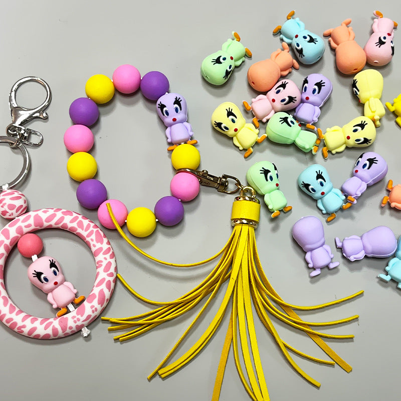 20Pcs Silicone 3D Focal Beads Yellow Duck Standing Pose Multi Color 2
