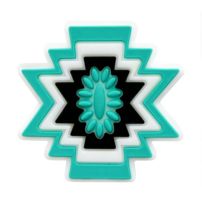 20Pcs Silicone Focal Beads Cartoon Wormhole Geometric Starburst Design 9