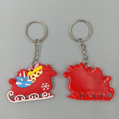 Cartoon Christmas Silicone Keychain Holiday Gift Charm Set 14