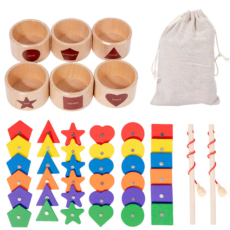 Wooden Magnetic Fishing Montessori Toys Color Pairing 17x11x4.4cm 5