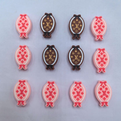 20Pcs Silicone Focal Beads Magic Mirror Bow Accent Brown and Pink 5
