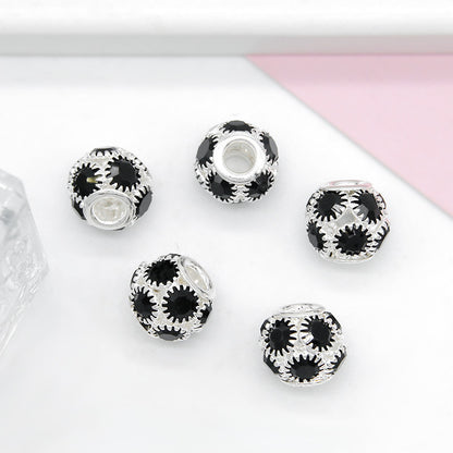 50pcs 8mm Metal Hollow Rhinestone Spacer Beads Silver and Gold 12