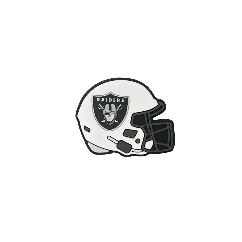 20pcs Silicone Focal Beads Football Helmet Printed Design 18