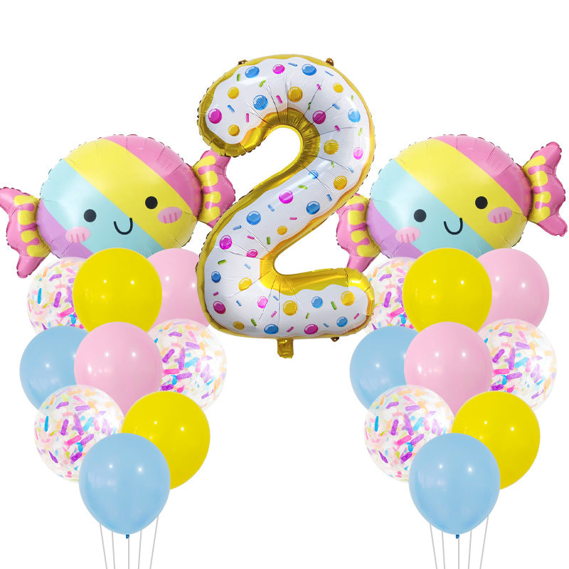 Candy Donuts Foil Balloon Set Party Decoration 1Set 5