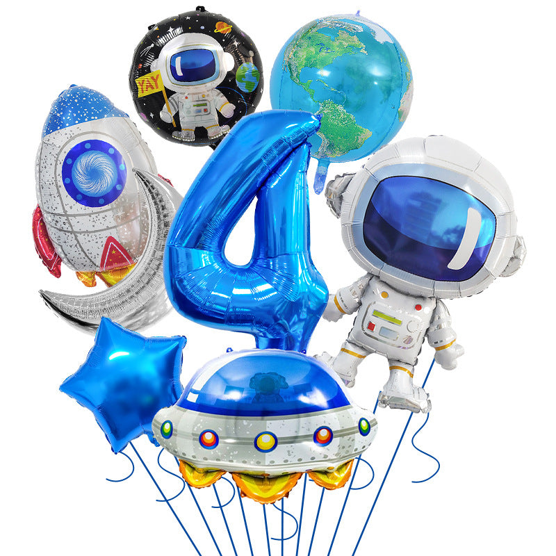 Space Theme Astronaut Rocket Spaceship Foil Balloon Set 7