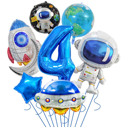 Space Theme Astronaut Rocket Spaceship Foil Balloon Set 7