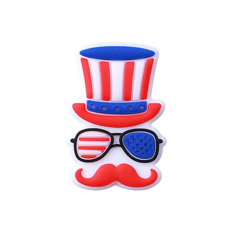 20pcs Silicone Focal Beads Independence Day Theme USA Flag and Character Designs 7