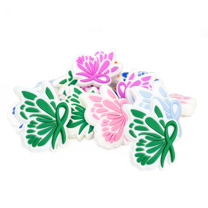20pcs Silicone Focal Beads Bow Tie With Layered Wings