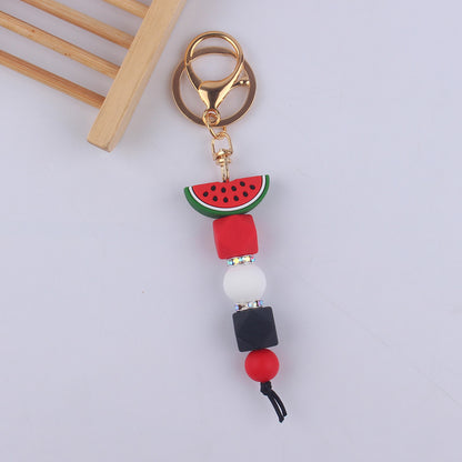 Cartoon Fruit Silicone Bead Keychain Food Charm Variety 9