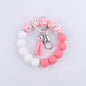 Leopard Print Tassel Silicone Bead Wristlet Keychain Charm 7