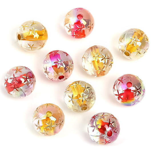 30pcs 16mm Five-Pointed Star Acrylic Beads Dyed Core for Jewelry Making