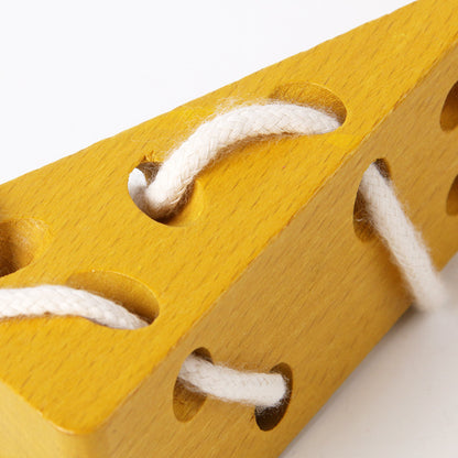 Wooden Cheese Threading Montessori Toys for Toddlers 11 x 5 x 4.5CM 4