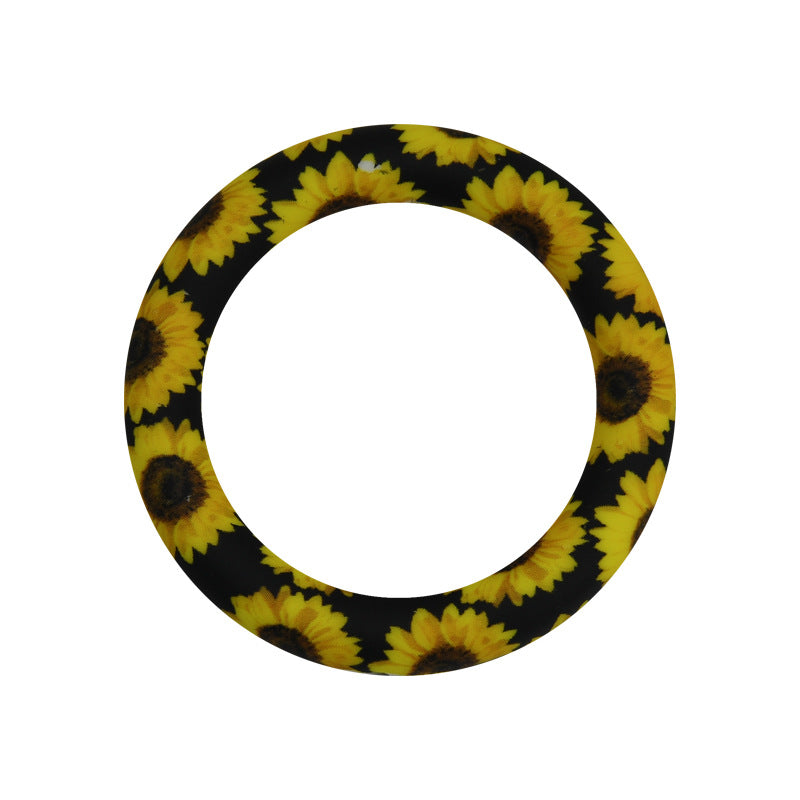 65mm Printed Silicone Beads Rings Multi Color Design 7