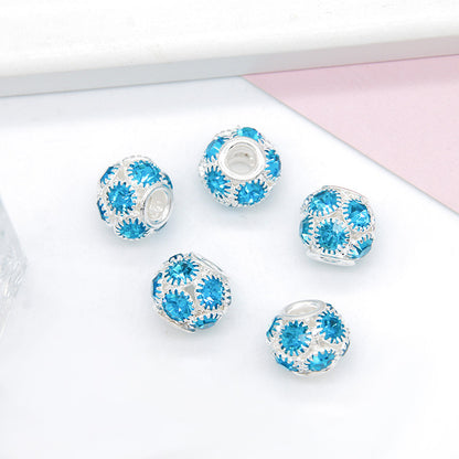 50pcs 8mm Metal Hollow Rhinestone Spacer Beads Silver and Gold 9