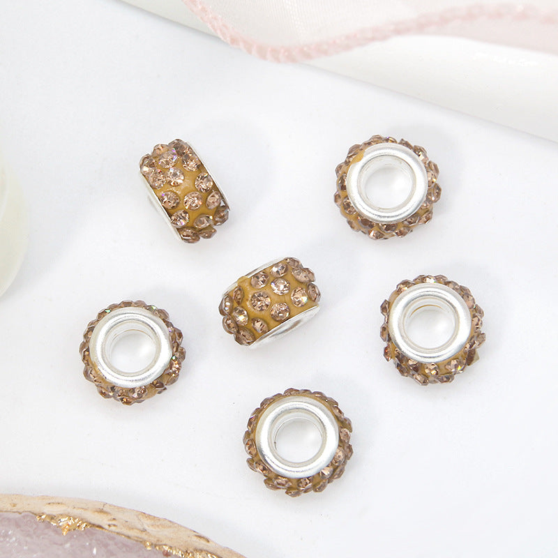 50pcs 12mm 3-Row Large Hole Rhinestone Spacer Beads DIY Jewelry Making 12