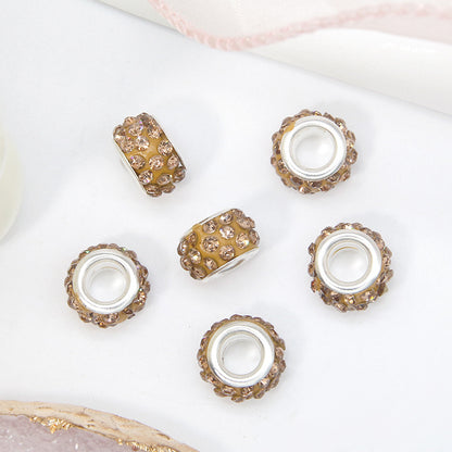 50pcs 12mm 3-Row Large Hole Rhinestone Spacer Beads DIY Jewelry Making 12