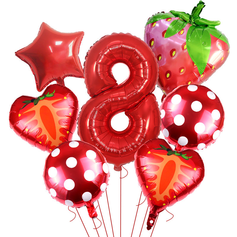 Strawberry Foil Balloon Set Party Decoration 32 Inch 12