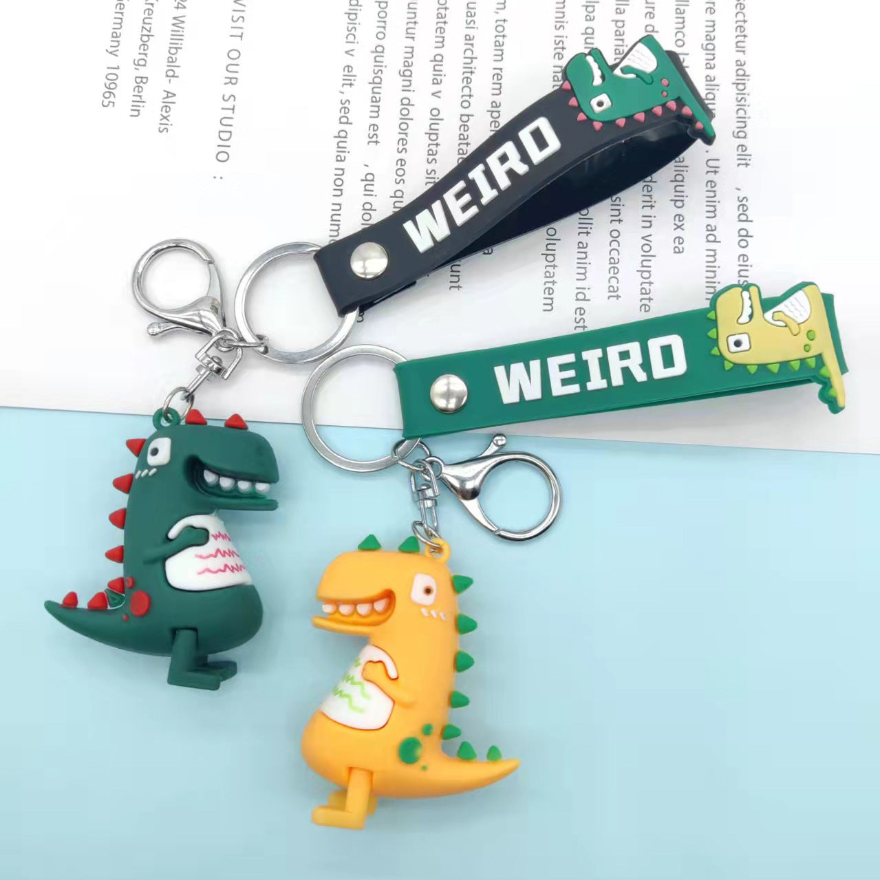 Dinosaur PVC Keychain Cartoon Charm with Strap 3