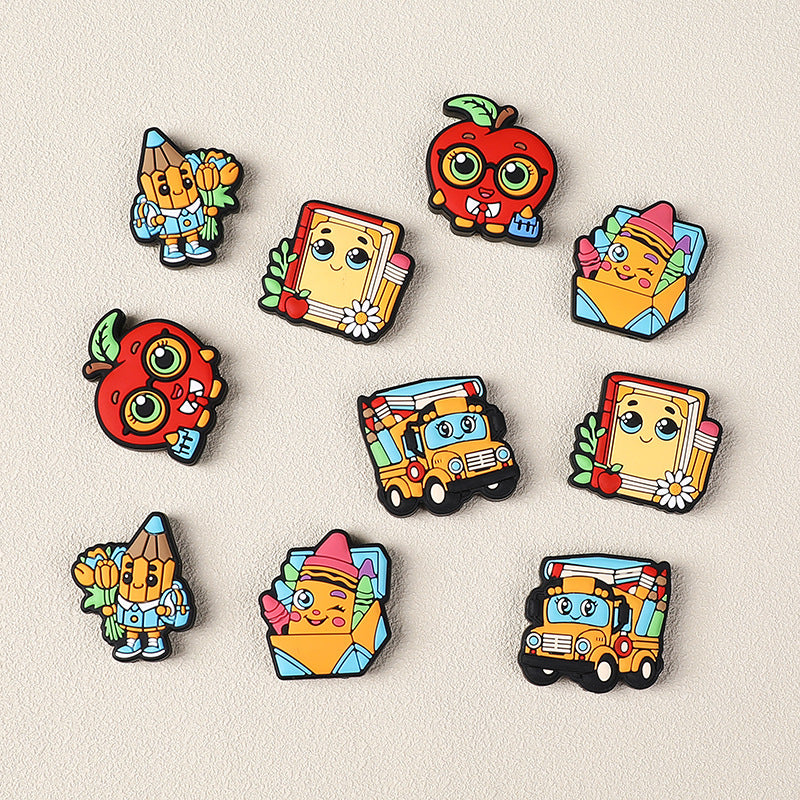 20Pcs Silicone Focal Beads Cartoon Pencil Apple With Glasses Detail 3