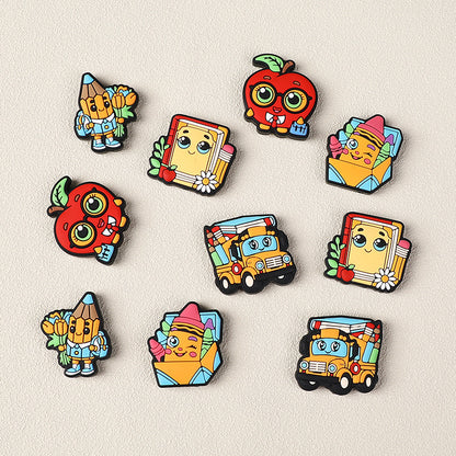 20Pcs Silicone Focal Beads Cartoon Pencil Apple With Glasses Detail 3