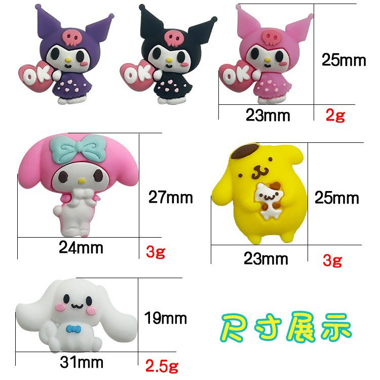 Silicone 3D Focal Beads White Rabbit Pink Hood and Yellow Pudding Dog Holding Cat 3