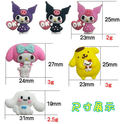 Silicone 3D Focal Beads White Rabbit Pink Hood and Yellow Pudding Dog Holding Cat 3