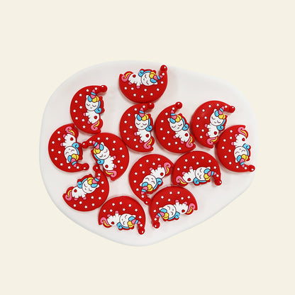 Silicone Focal Beads Unicorn Moon with Star Detail 8