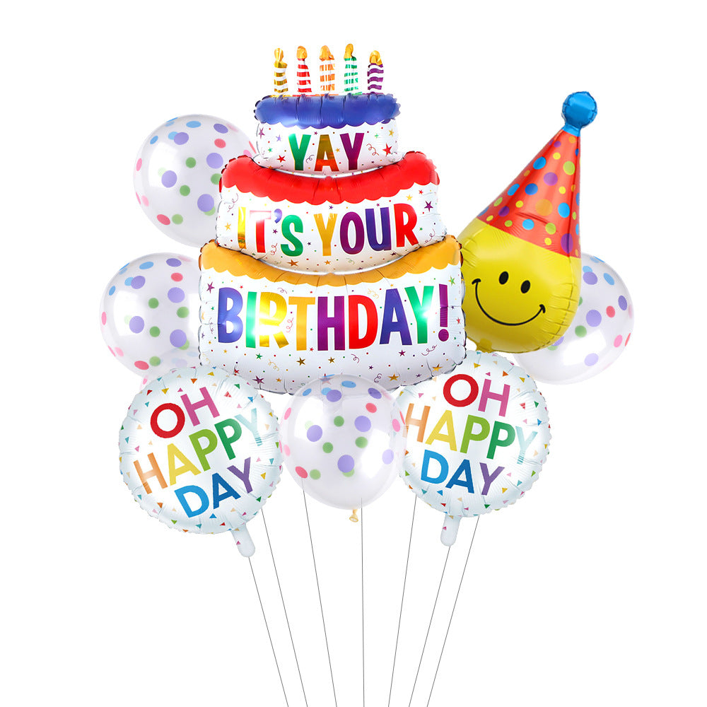 Color Wave Dot Cake Foil Balloon Set Children Birthday Party Decoration 5pcs 4