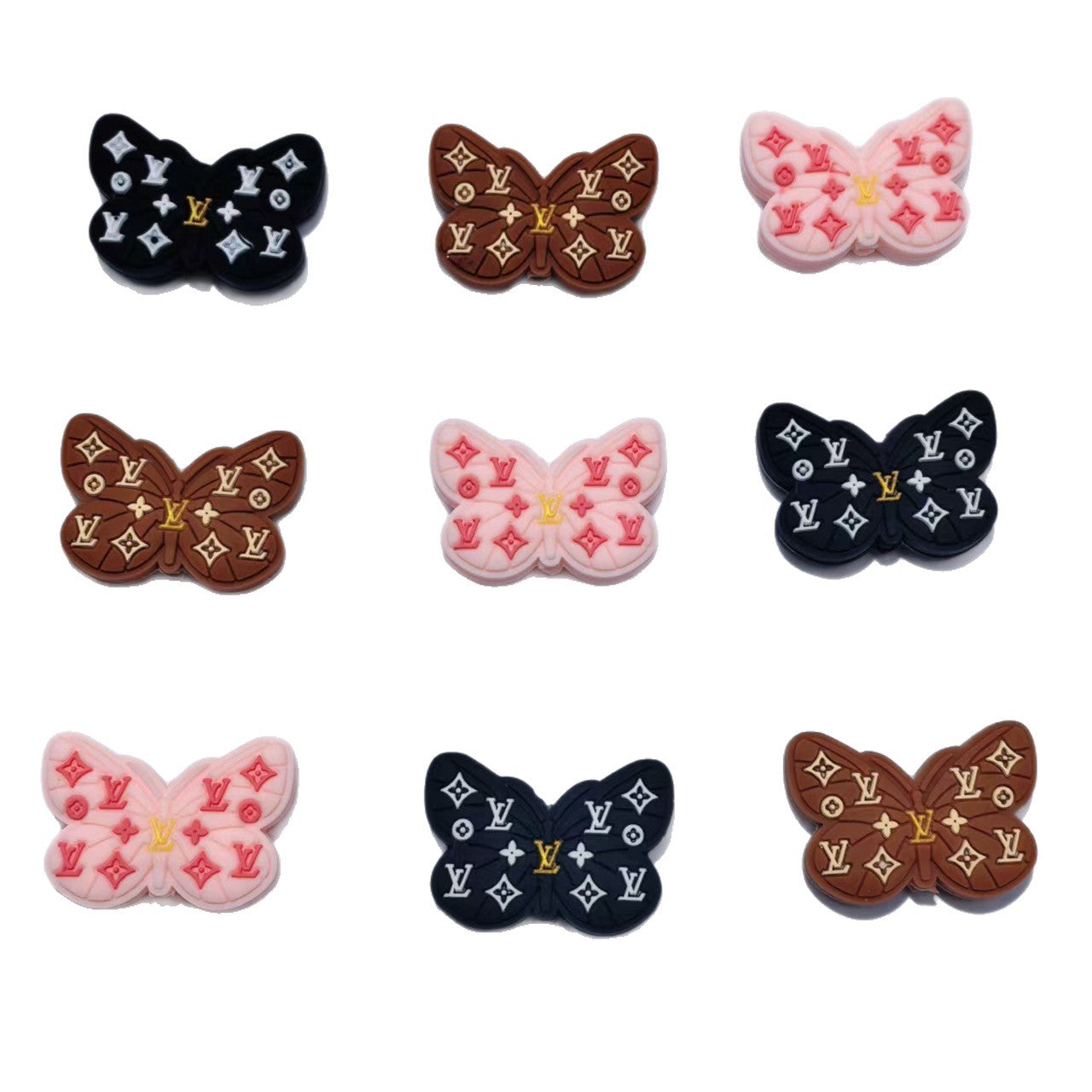 20Pcs Silicone Focal Beads Butterfly Three Color Pattern 5