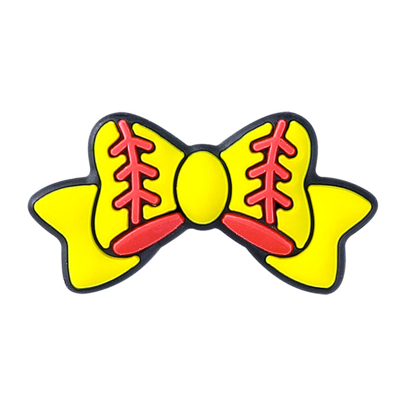 Silicone Focal Beads Sports Bow Shape with Detailed Stitching 4
