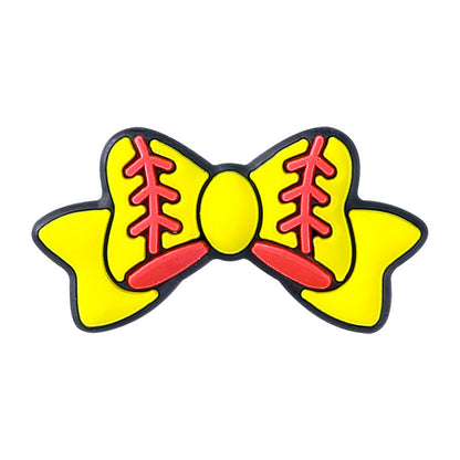 Silicone Focal Beads Sports Bow Shape with Detailed Stitching 4