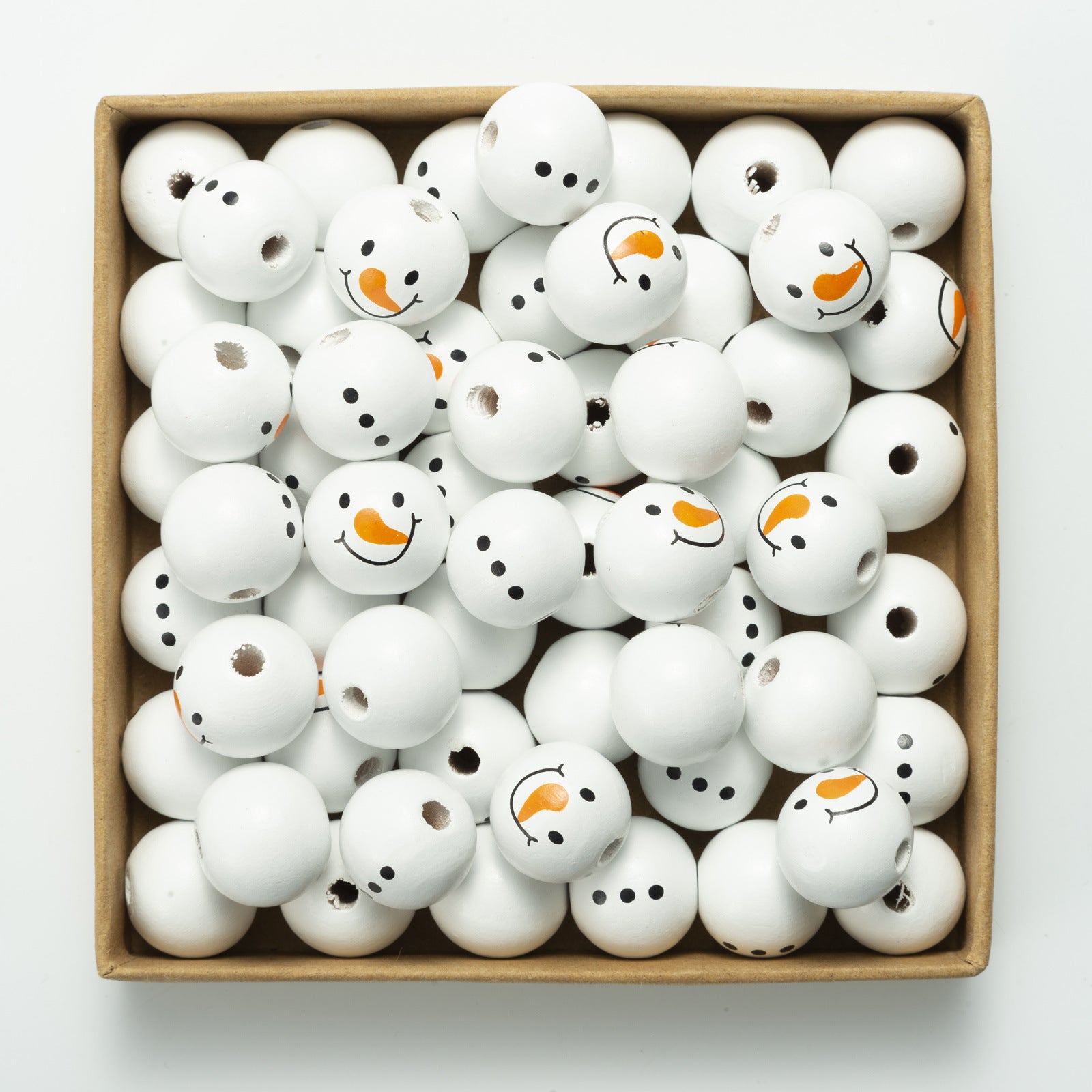 20mm Christmas Snowman Wooden Beads Schima Wood Holiday Craft 2