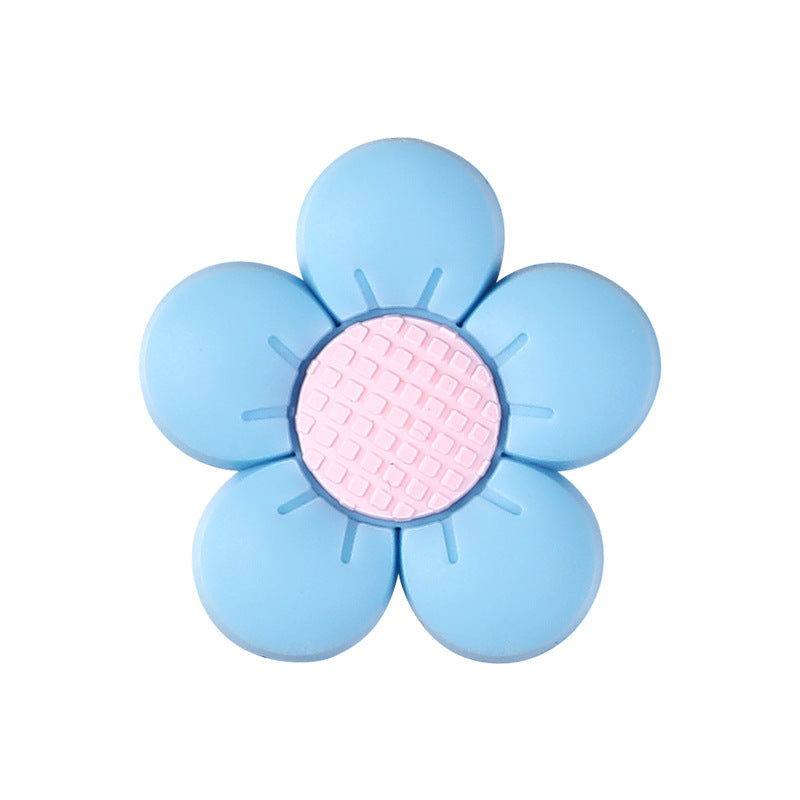 Silicone Focal Beads Flower Children Smiling Face with Rose Red Flower 10