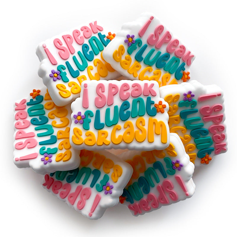 20Pcs Silicone Focal Beads I Speak Fluent Sarcasm With Printed Text 2
