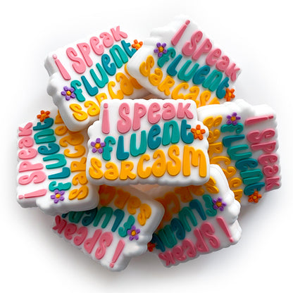 20Pcs Silicone Focal Beads I Speak Fluent Sarcasm With Printed Text 2