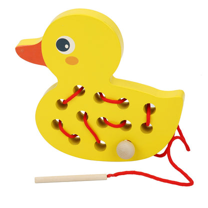 Wooden Montessori Toys Threading for Toddlers 18x18x3cm 3