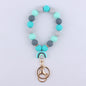 Rainbow Silicone Bead Wristlet Keychain with Rainbow Charm 13