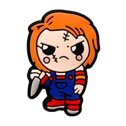 20Pcs Silicone Focal Beads Orange Haired Character Holding Knife 6