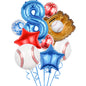 Baseball Foil Balloon Set One Year Birthday Party Decoration 9pcs 11