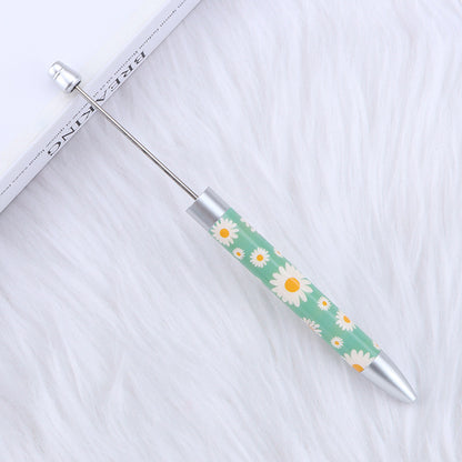 Long Printed Flag Sunflower Pattern Beadable Ballpoint Pens DIY Craft 13