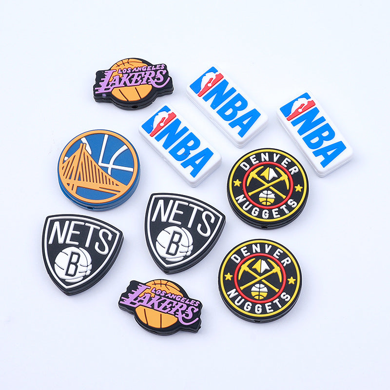 20pcs Silicone Focal Beads Basketball Team Logo Variety Set 3