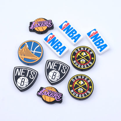 20pcs Silicone Focal Beads Basketball Team Logo Variety Set 3