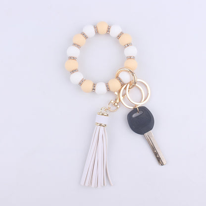 Tassel Silicone Bead Wristlet Keychain with Spacer Beads 10