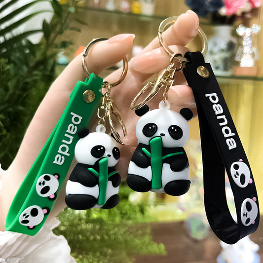 Panda Silicone Bead Keychain with Soft Rubber Charm