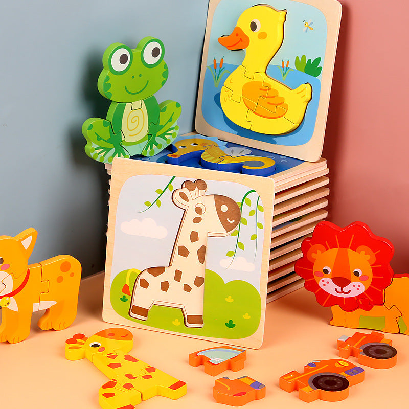 Wooden 3D Animal Puzzle Educational Toy for Kids 15cm
