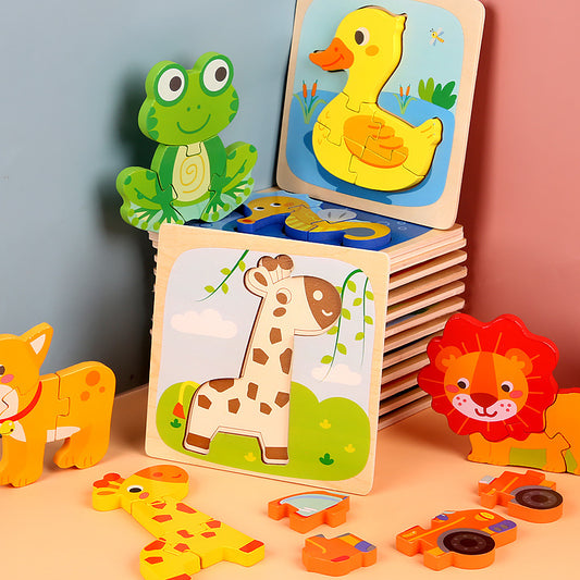 Wooden 3D Animal Puzzle Educational Toy for Kids 15cm