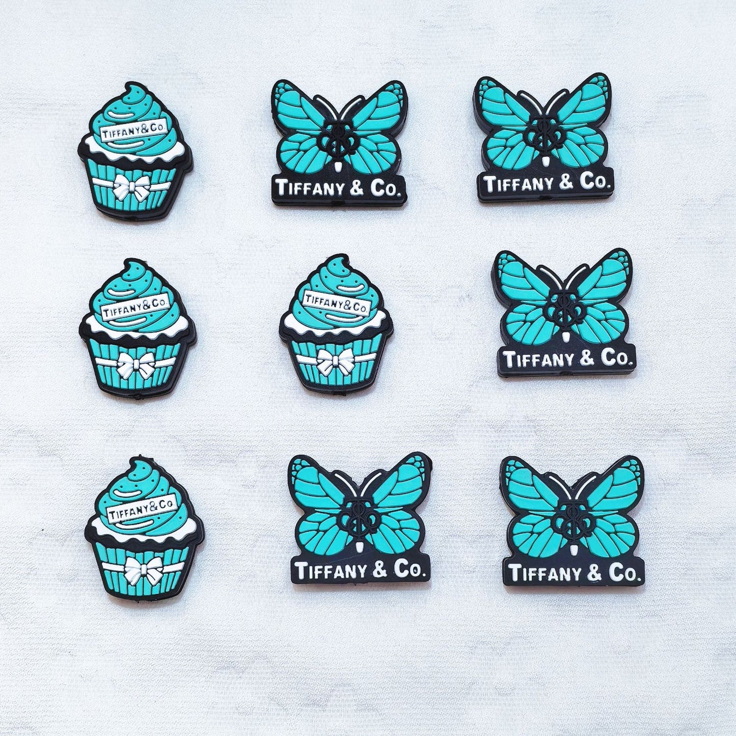 20Pcs Silicone Focal Beads Butterfly Cupcake Ice Cream Holding Sign Base