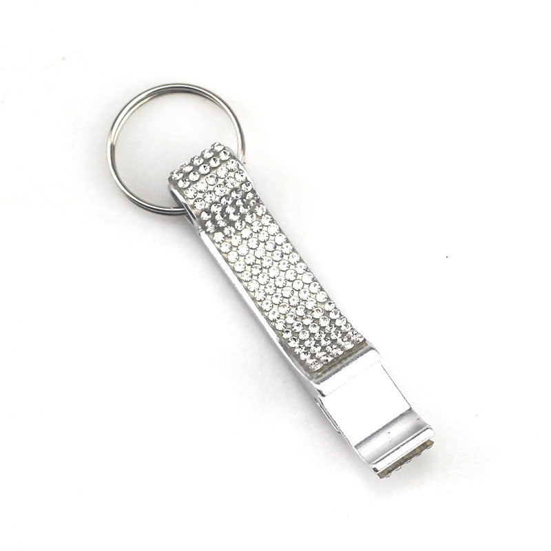 Rhinestone Bottle Opener Functional Aluminum Alloy Keychain 4